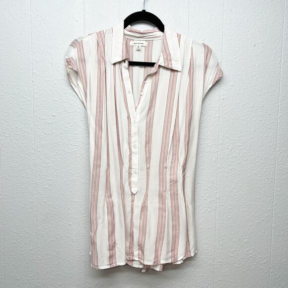 Max Studio Striped Top Womens Medium Business Casual Career Workwear Office - Picture 1 of 11
